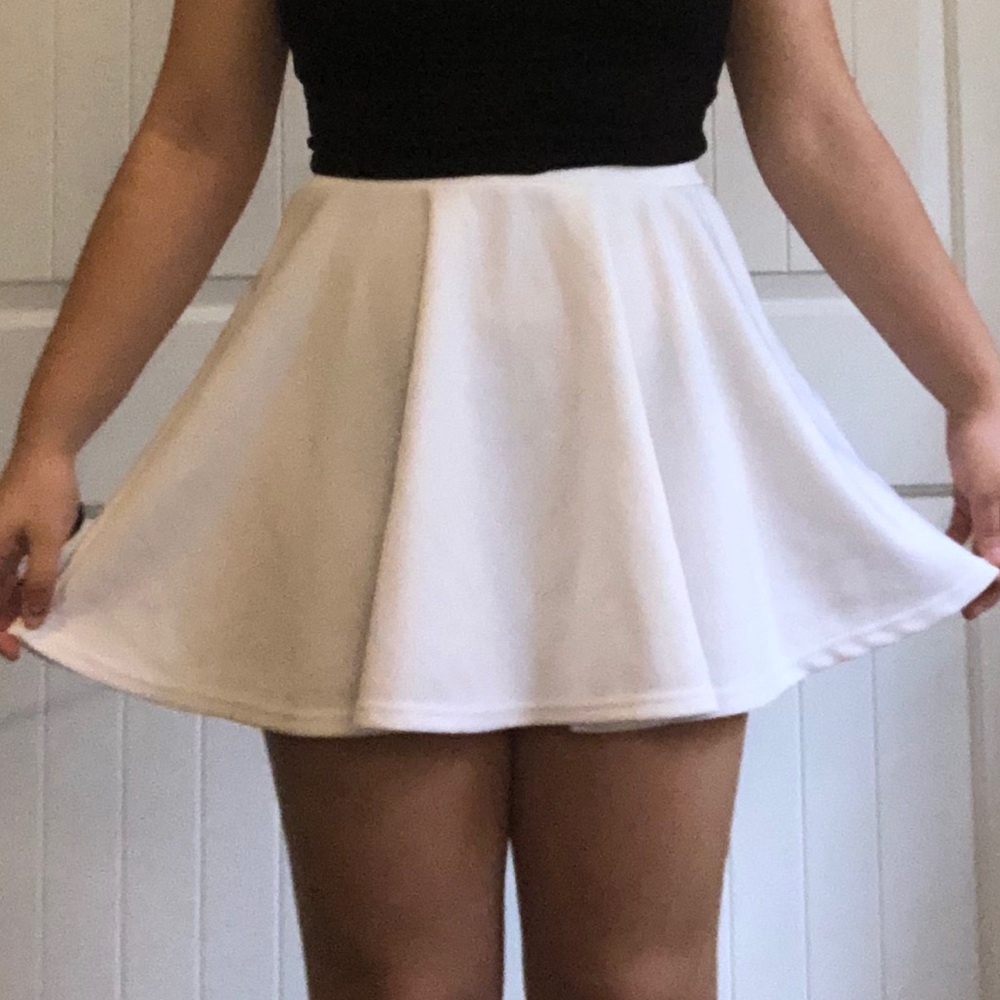 white skater skirt